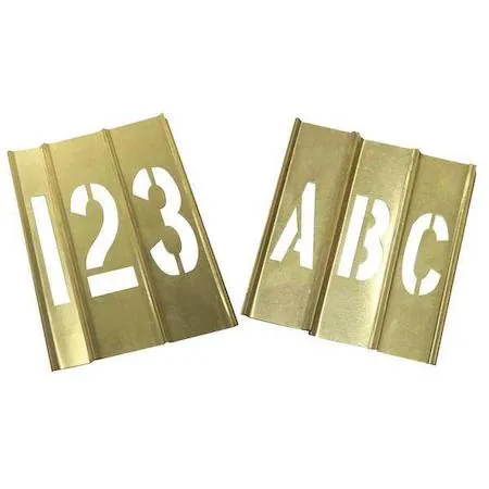 Brass interlocking stencil kit with letters numbers and symbols individual height 2 in