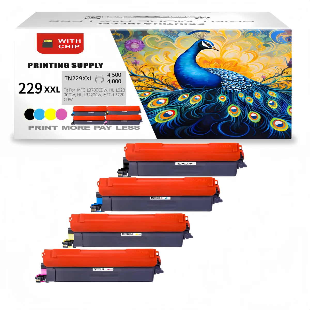 Aster Graphics Inc Aster Graphics Inc TN229XXL 4-Pack BKCMY Toner Cartridge — product photo