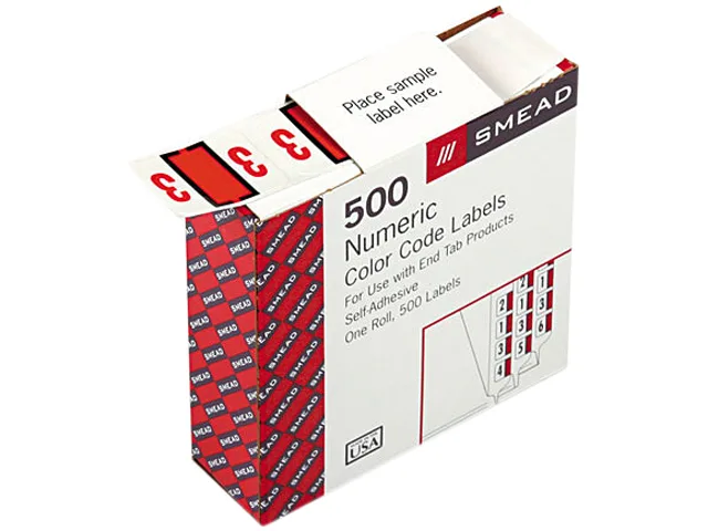 Smead Smead 67373 label roll number 3 dark orange on white 500 per roll — product photo