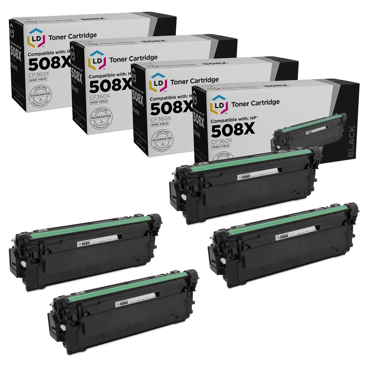 LD Products LD Products Compatible Toner Cartridge CF360X 508X High Yield Black 4-Pack — product photo