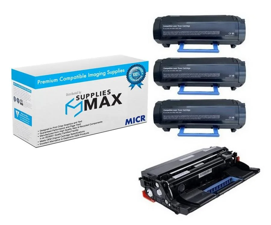 SuppliesMax SuppliesMax MICR Drum &amp; 3 Toner Combo Pack Dell S2830DN 60000 Pages — product photo
