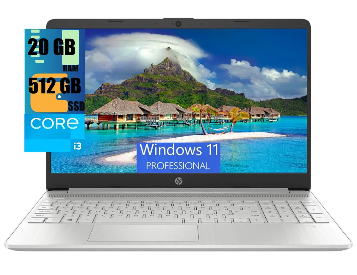 HP HP 15 Laptop 15.6" HD Touchscreen Intel Core i3-1215U 20GB DDR4 512GB SSD Windows 11 Pro Silver — product photo