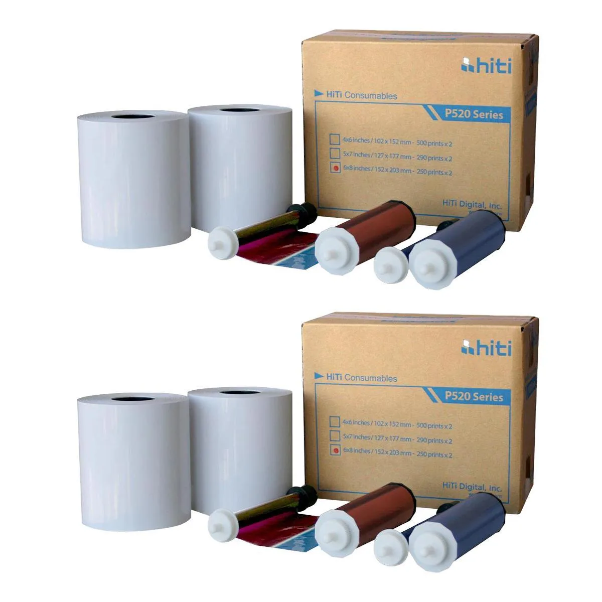 HiTi Digital, Inc. HiTi 6x8" Ribbon &amp; Paper Kit 2 Rolls P520 500 Prints — product photo