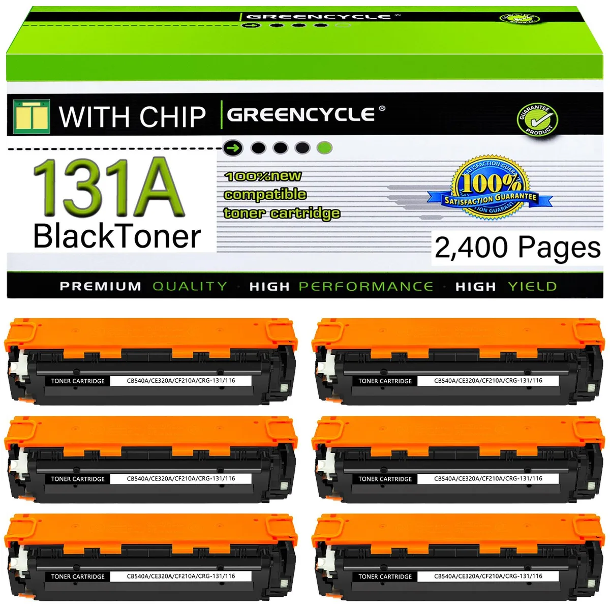 GREENCYCLE GREENCYCLE 131A CF210A Black Toner Cartridge 6 Pack — product photo