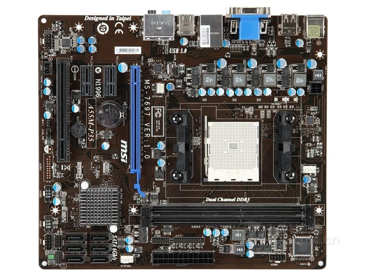 MSI MSI A55M-P35 AMD Motherboard Socket FM1 A55 DDR3 16GB Micro ATX — product photo