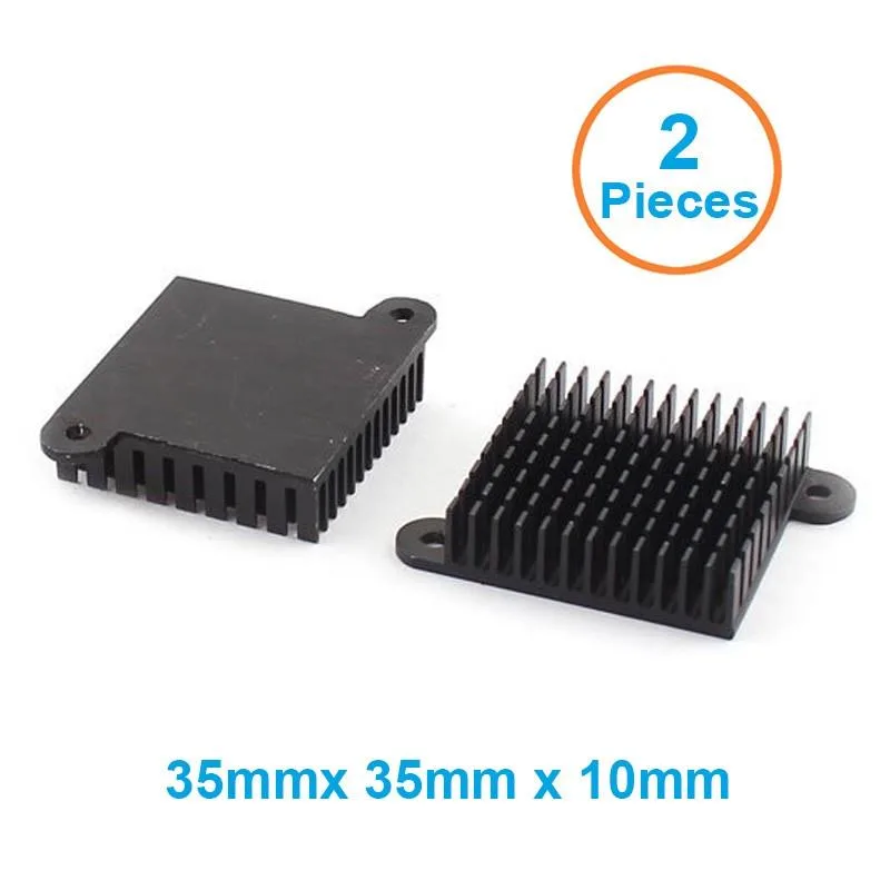 EN-Labs EN-Labs 2pcs Anodized Black Aluminium Heatsink 35x35x10mm DIY Cooling — product photo