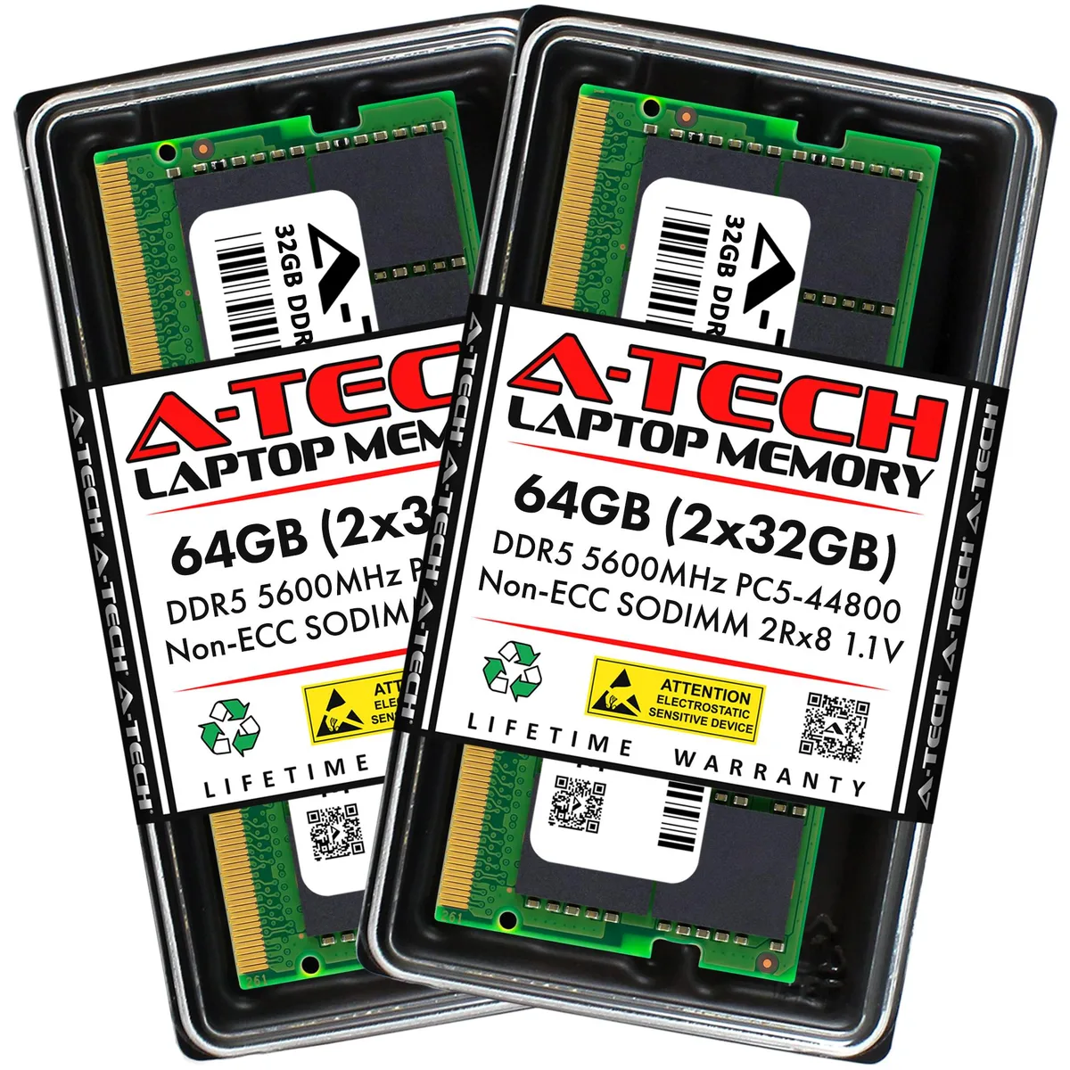 A-Tech A-Tech 64GB (2x32GB) DDR5 5600MHz SODIMM CL46 1.1V 262-Pin Laptop RAM — product photo
