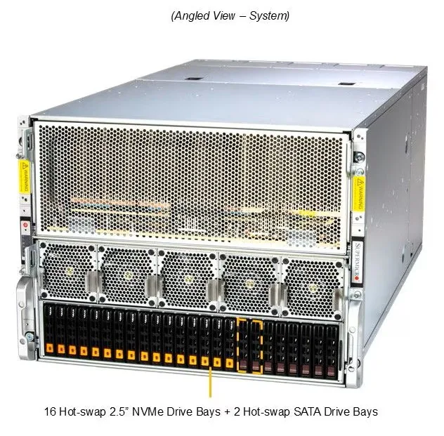 Supermicro Supermicro AS -8125GS-TNHR-G1 8U rack server dual EPYC 9474F 2.3TB DDR5 1.9TB NVMe 8 H200 400G OSFP — product photo