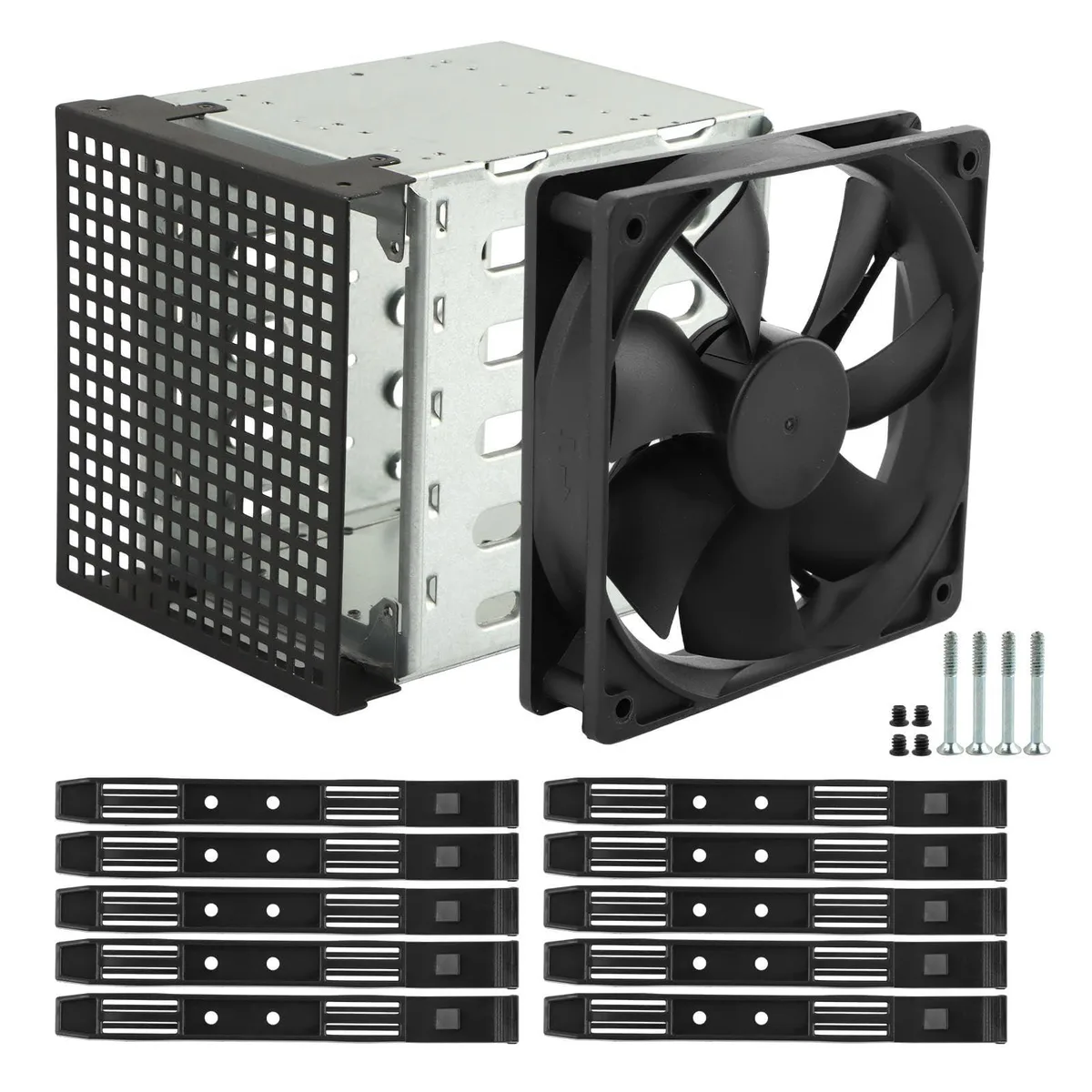 Bolton Technical Bolton Technical 5.25" to 5x 3.5" Hard Drive Cage with 12cm Fan (Silver) — product photo