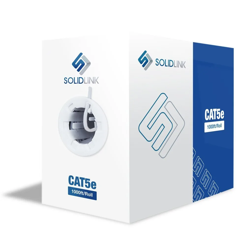 SDS, LLC SDS, LLC SolidLink SL600 CAT5e 1000ft UTP network ethernet cable 24AWG CCA White — product photo