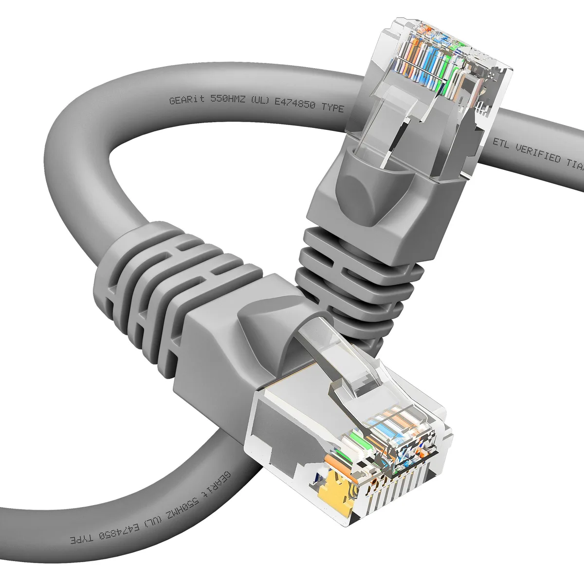 No Sew No Sew Cat6 network ethernet cable 14 ft Gray 10Gbps 24AWG — product photo