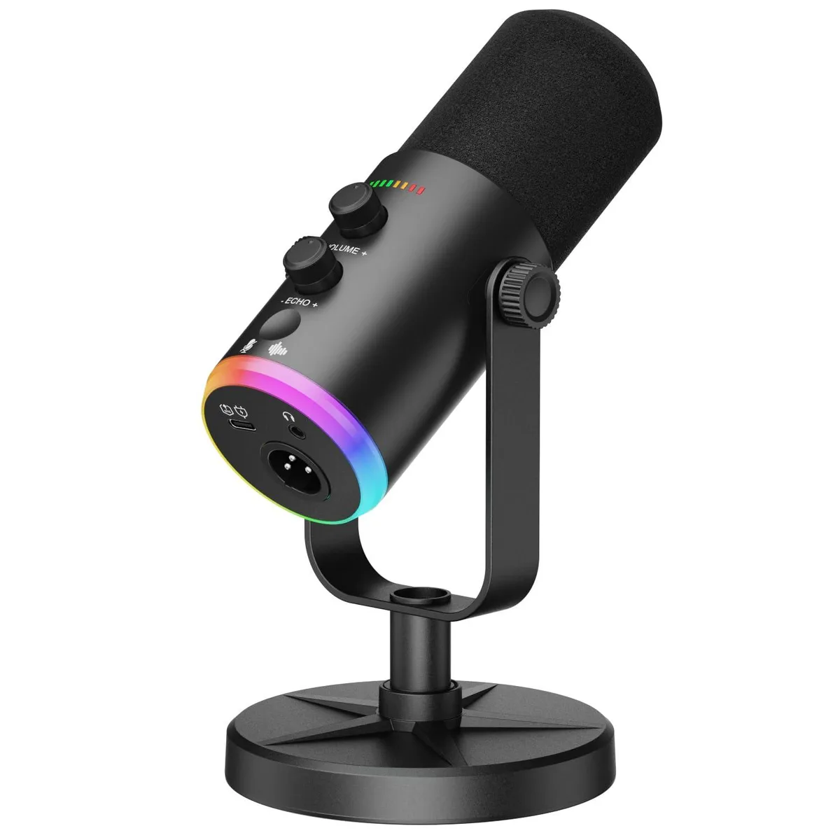  voijump Dynamic Microphone M888 Black-1 USB-C/XLR RGB — product photo
