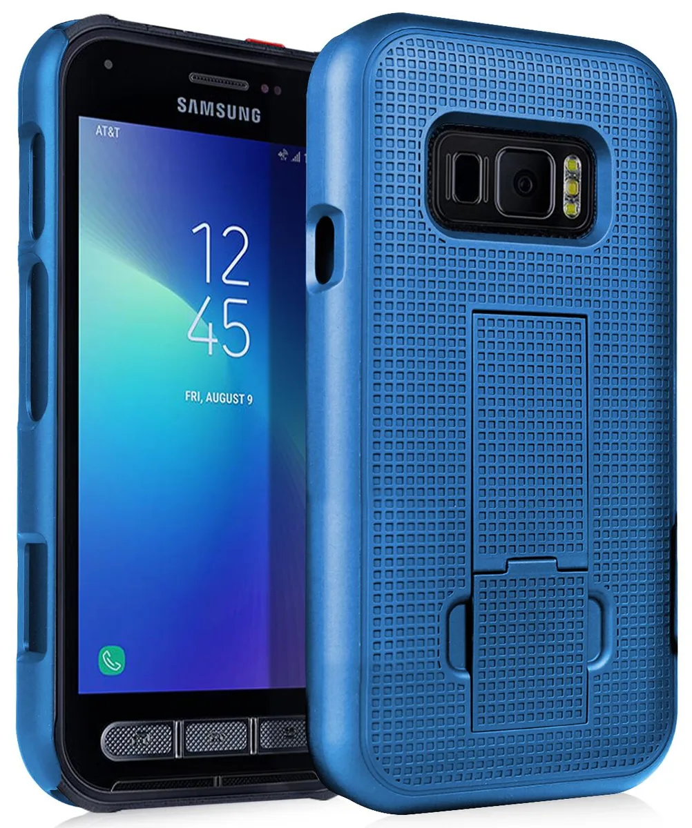 Nakedcellphone Nakedcellphone Ribbed Slim Case with Kickstand Cobalt Blue for Samsung Galaxy XCover FieldPro SM-G889A — product photo