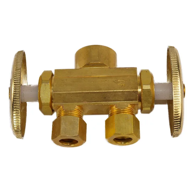 Wal-Rich Wal-Rich 4220702 1/2"IPS x 3/8"OD x 3/8"OD Dual Shut-Off Valve — product photo
