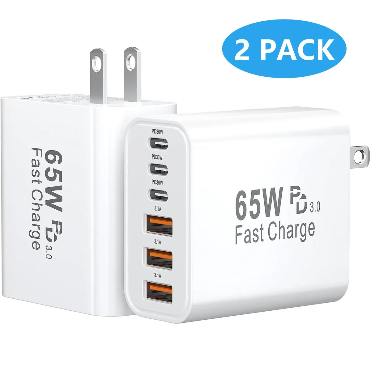 SMA SMA 65W 6-Port USB-C Wall Charger 2-Pack White — product photo