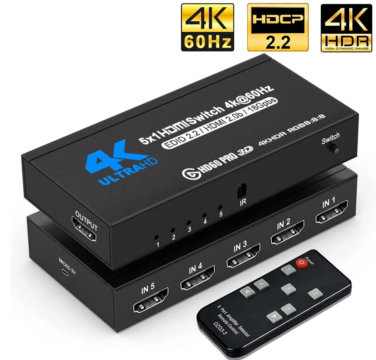 LUOM LUOM OZQ3-4 5x1 HDMI video switch 4K 60Hz — product photo