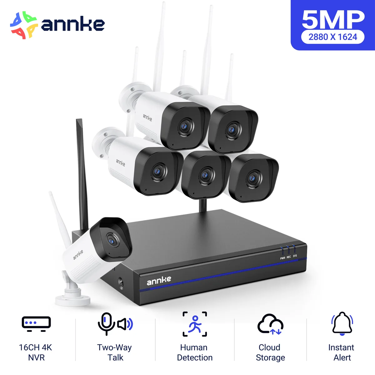 Annke Annke 8CH 5MP Wireless NVR Kit 6 Cameras 100ft Night No HDD — product photo