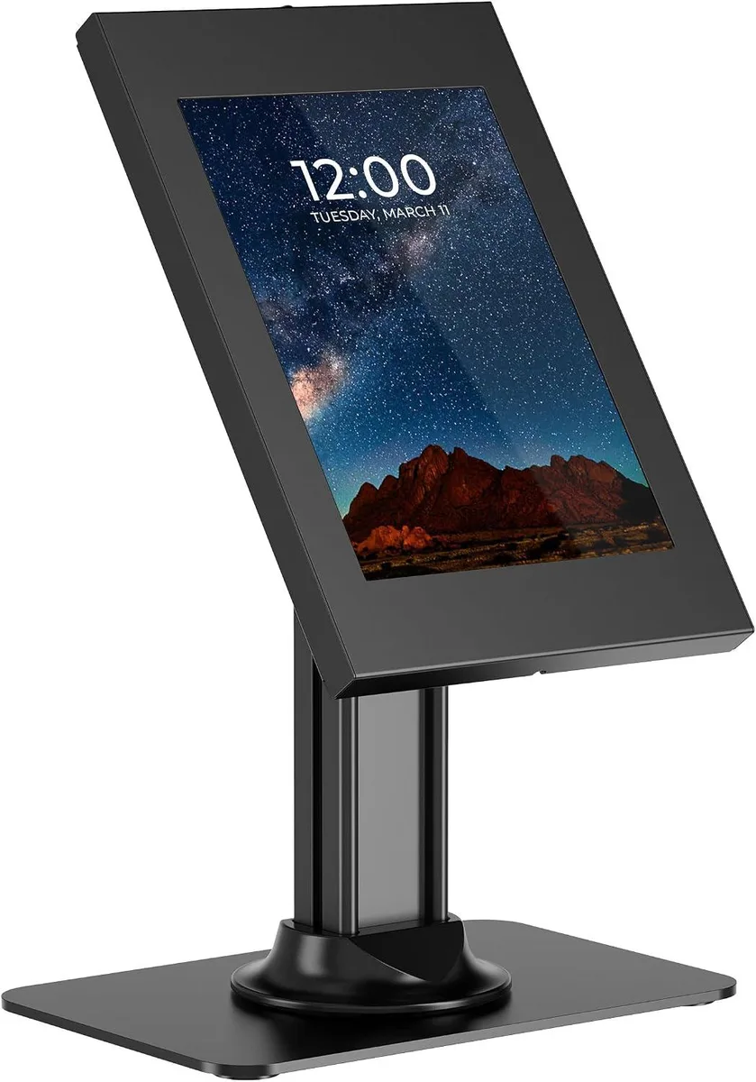 MCHOSE MCHOSE iPad Kiosk Stand Anti-Theft Locking Countertop Enclosure 360° Rotating Base Black — product photo
