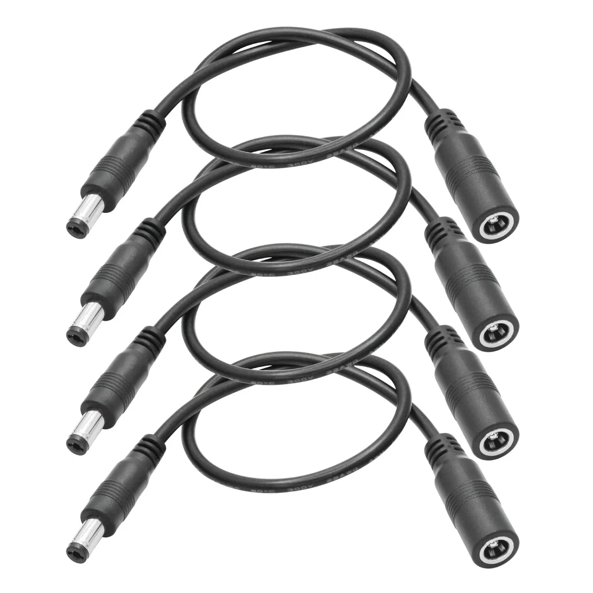 Vszerda Vszerda 4Pcs 12V DC Power Cord 1FT 5.5mm x 2.5mm Female to 5.5mm x 2.1mm Male computer power cord — product photo
