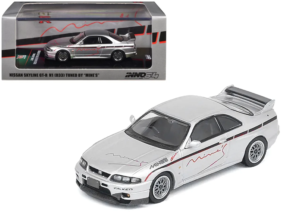 Inno Models Inno Models Nissan Skyline GT-R N1 R33 RHD Tuned by Mine's Silver 1/64 Diecast Car — product photo