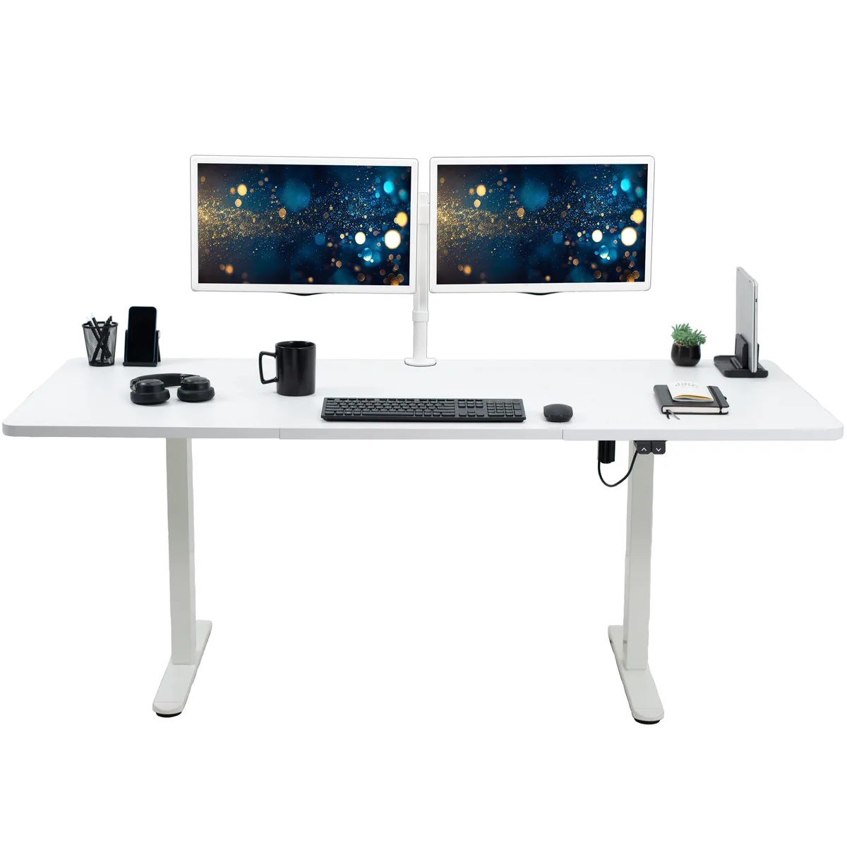 VIVO VIVO Electric 71 x 30 Stand Up Desk Workstation, White Top, White Frame, Office Furniture — product photo