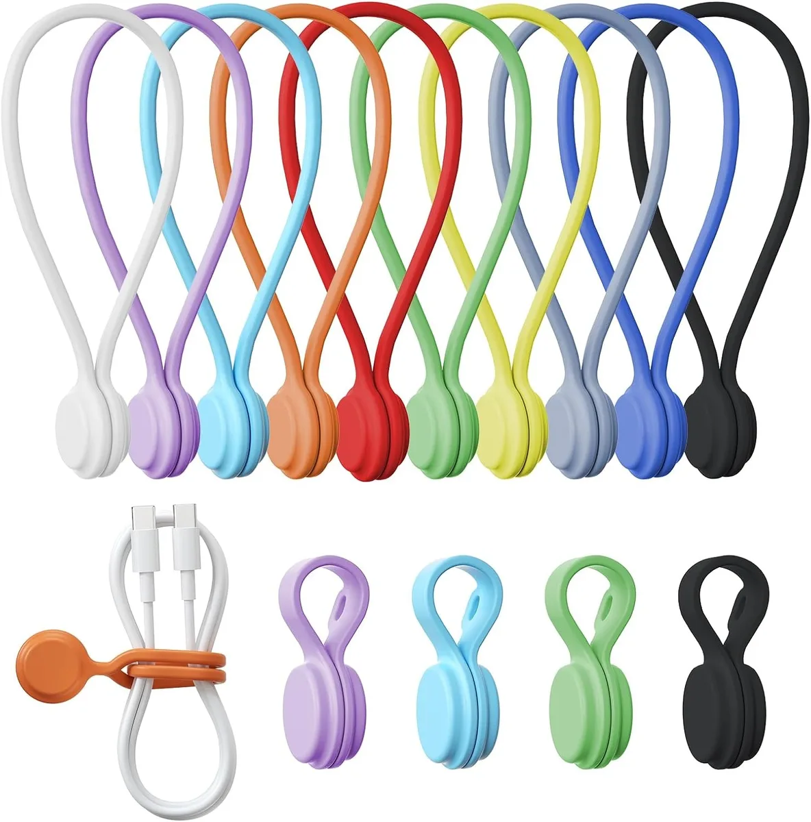 Ennovor Ennovor Silicone Magnetic Cable Ties 14-Pack 2.95 & 7.68 — product photo