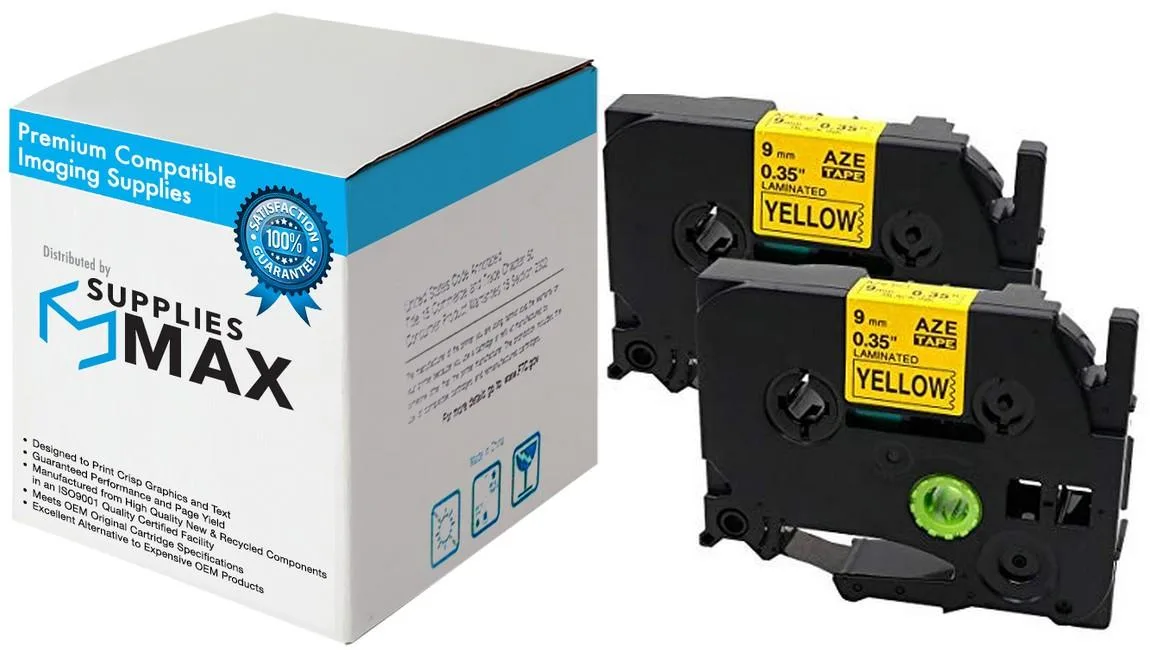 SuppliesMax SuppliesMax TZE-621_2PK Label Tape 2 Pack Black on Yellow — product photo