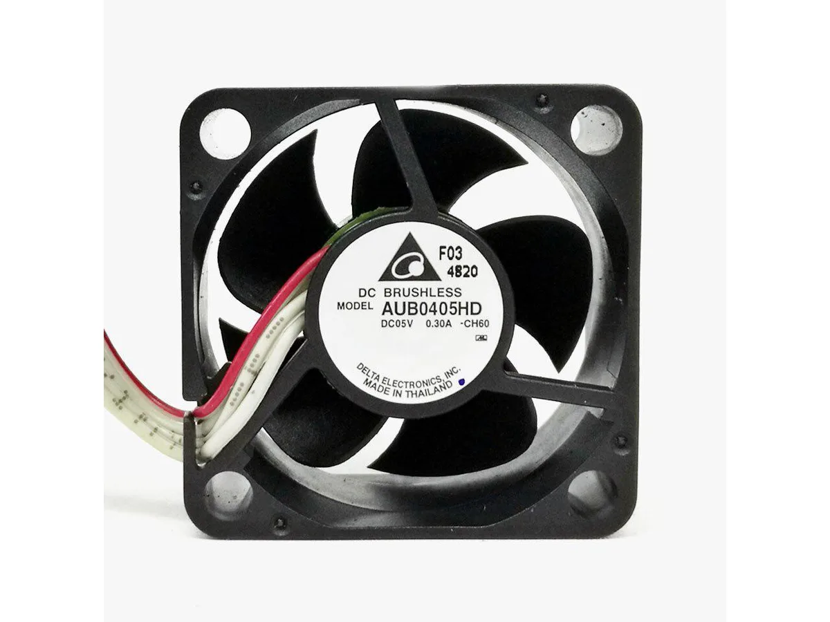 Small square 40mm computer case fan with black frame and transparent blades