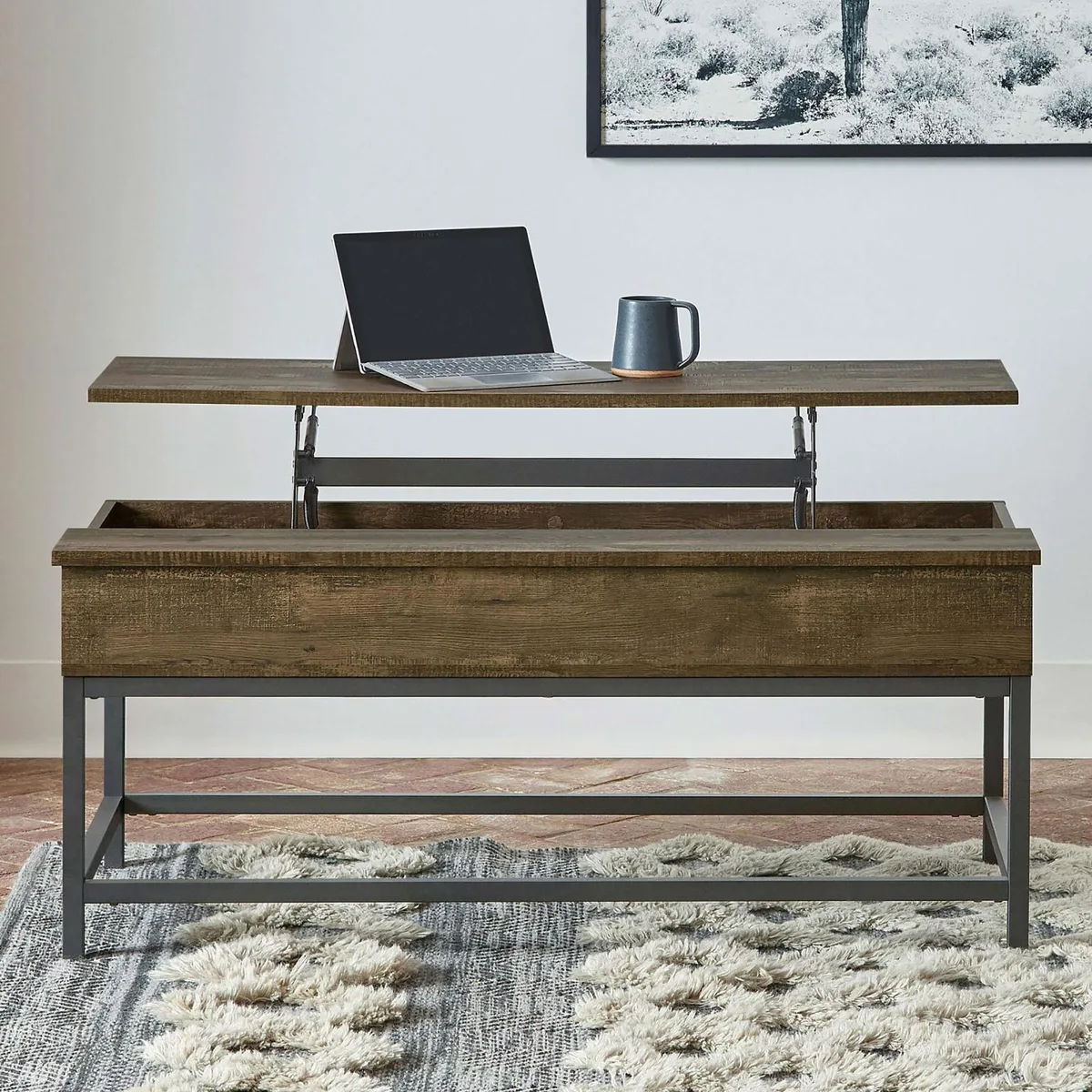tuphen tuphen Brown Oak Sandy Black Lift Top Coffee Table — product photo