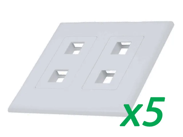 The Wires Zone The Wires Zone 5-Pack White 2-Gang Screwless Decora Wall Plate Cover with 2-Port Keystone Jack Insert — product photo