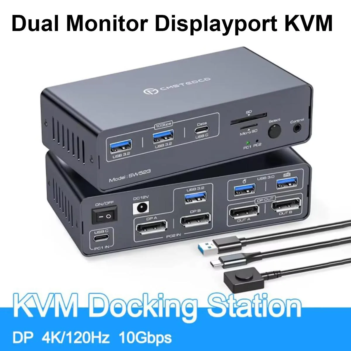 AUTYUE AUTYUE SW523 13-in-1 DP KVM Switch 4K120Hz 2-PC — product photo
