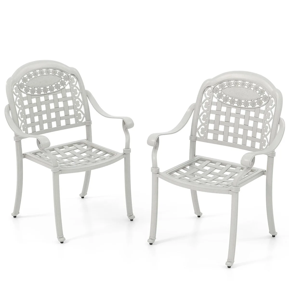 SlickBlue SlickBlue Set of 2 Cast Aluminum Patio Chairs with Armrests White — product photo