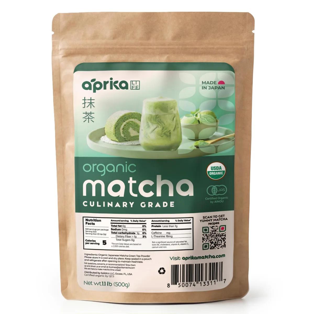 Aprika Life Aprika Life Organic Culinary Grade Matcha Powder 1.1 lb 500g — product photo