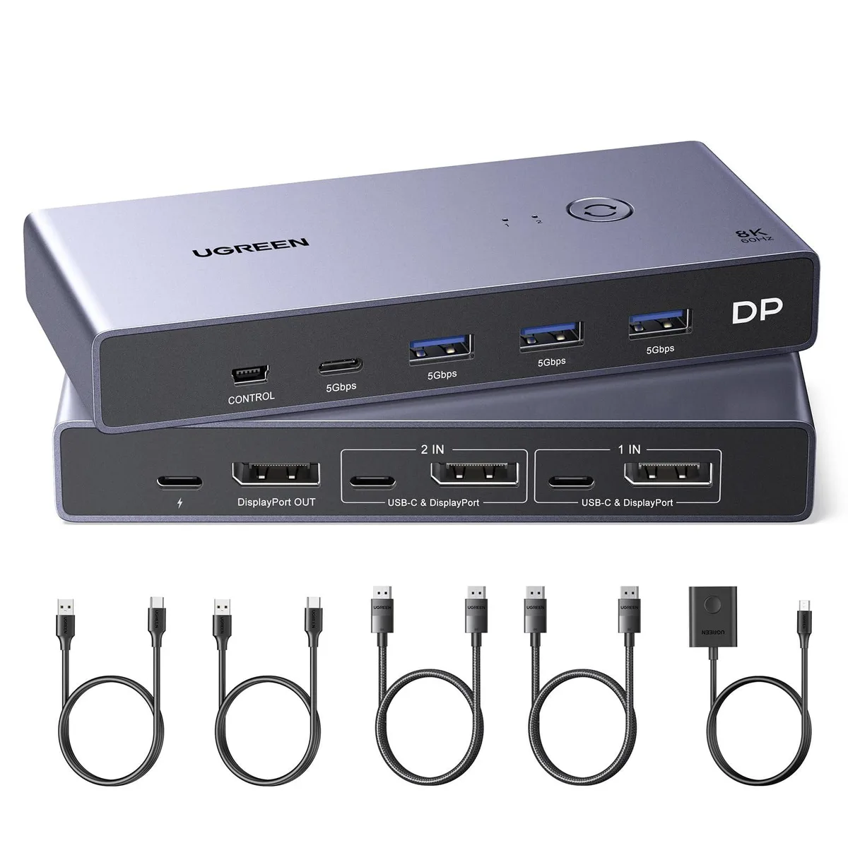 Vszerda Vszerda 25962 KVM Switch 2-Port DP 1.4 8K@60Hz 4K@240Hz 4 USB 3.0 — product photo