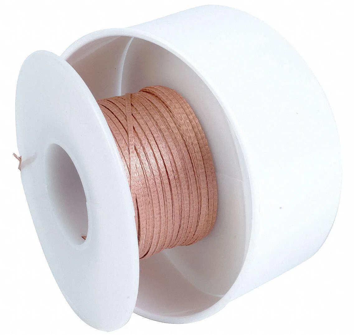 Green desoldering braid on standard spool, 100 ft length, .075 in width