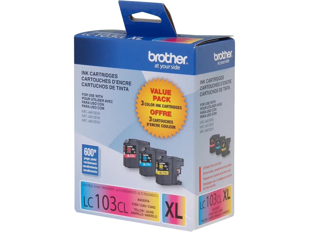 Brother Brother LC1033PKS High Yield Ink Cartridges 3 Pack Cyan Magenta Yellow 600 Pages — product photo