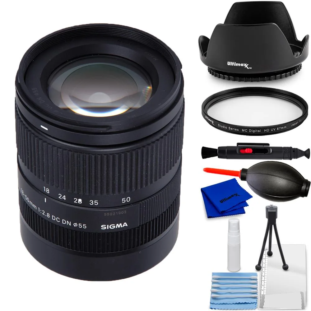 SIGMA SIGMA 18-50mm f/2.8 DC DN Contemporary Lens for Canon RF 7PC Bundle — product photo