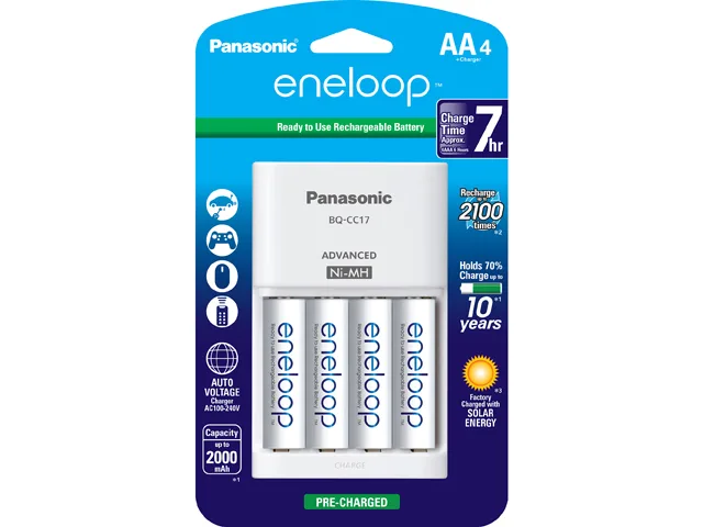 Panasonic Panasonic K-KJ17MCA4BA Charger Kit with 4 AA 2000mAh Batteries — product photo