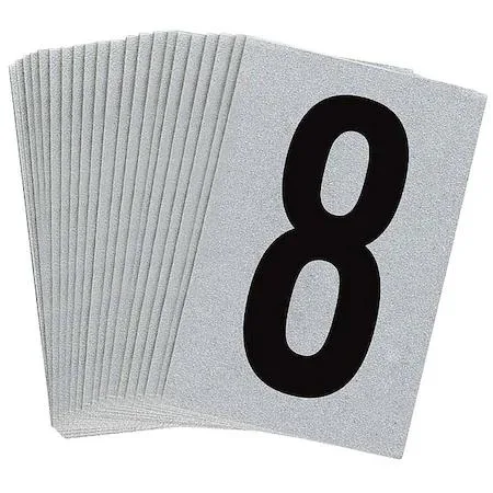 Brady Brady 5900-8 Number Label 8 Black on Silver PK25 — product photo