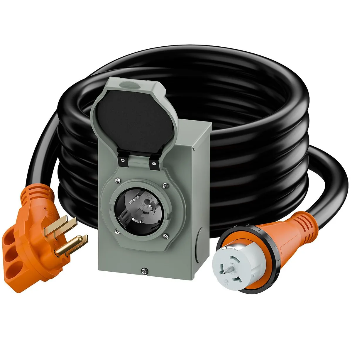 LORDWORLD LORDWORLD NEMA SS 2-50P Waterproof RV 50A Power Inlet Box & 25 FT Extension Cable — product photo