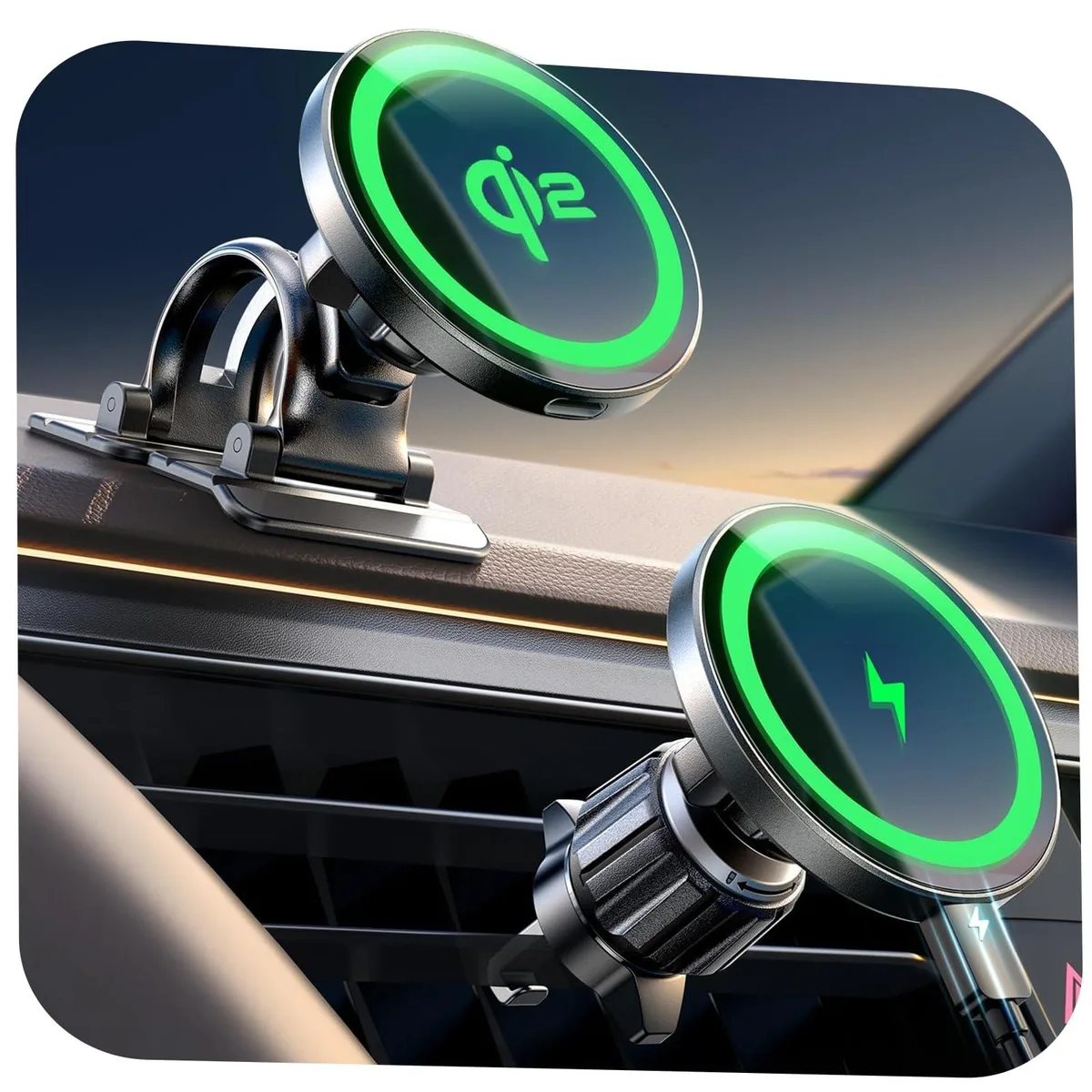 KEHIPI KEHIPI 2E7124 Qi2 15W MagSafe Car Mount Charger — product photo
