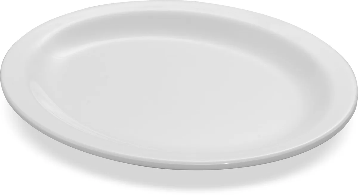 White oval melamine platter 12 by 9 inches glossy finish