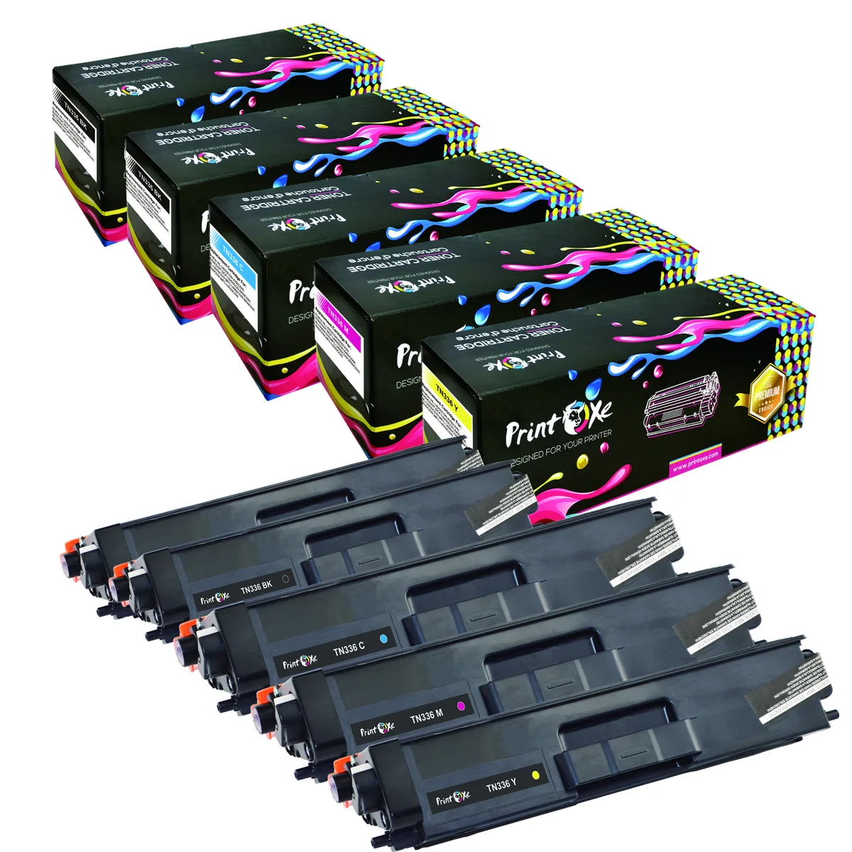 PrintOxe PrintOxe TN336/326 5-pack toner cartridge set 2BK/C/M/Y 4000/3500 pages — product photo