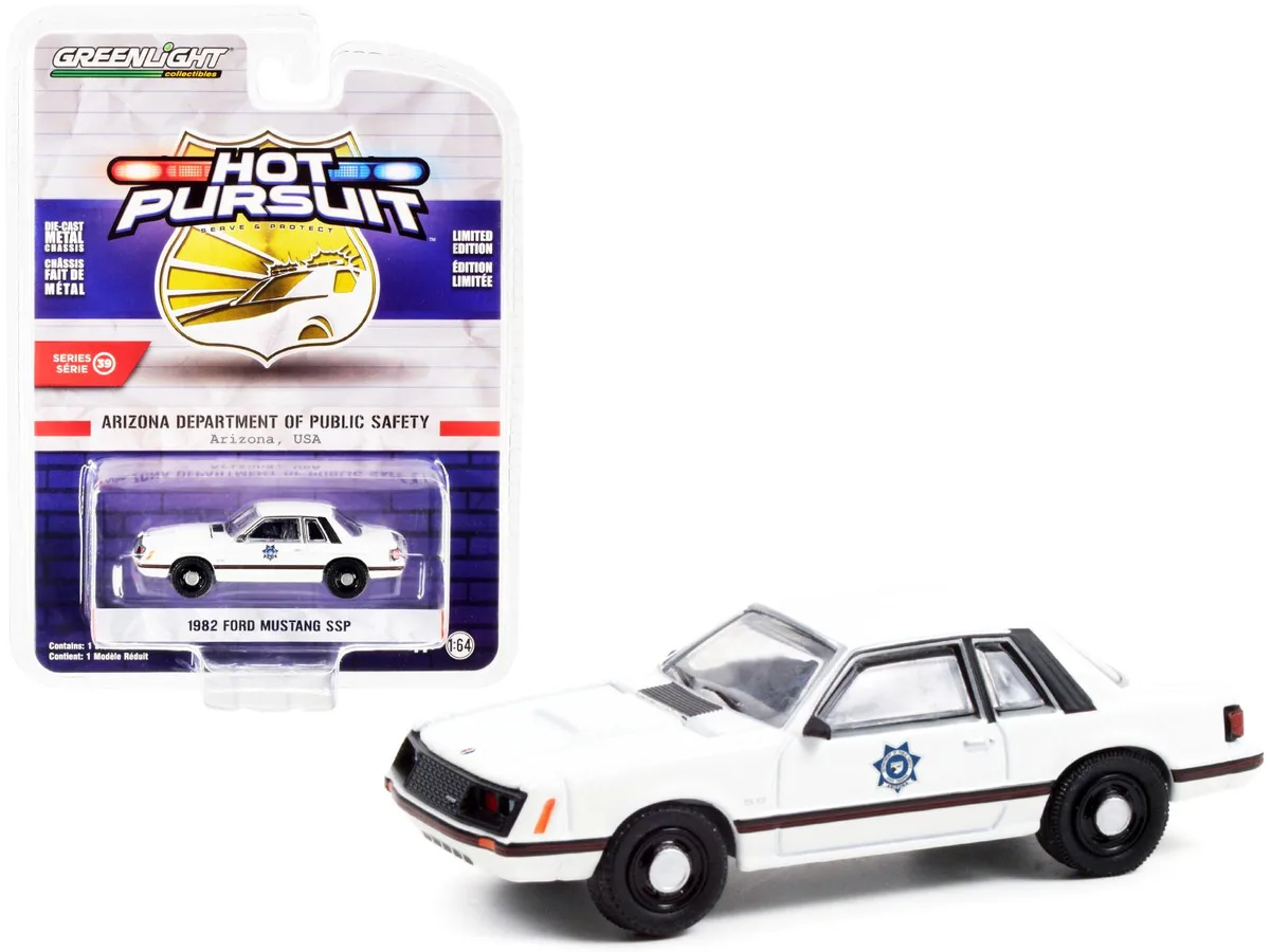 GREENLIGHT GREENLIGHT 1982 Ford Mustang SSP "Arizona DPS" Hot Pursuit 39 1/64 Diecast — product photo