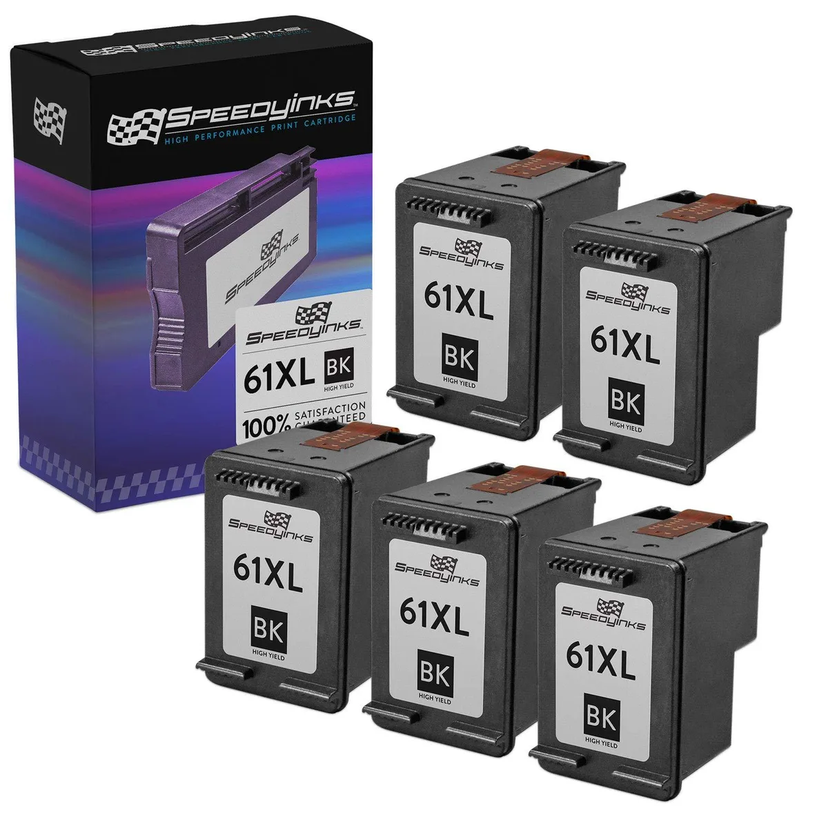 SpeedyInks SpeedyInks HP 61XL Black 5-Pack ink cartridges (genuine brands) — product photo