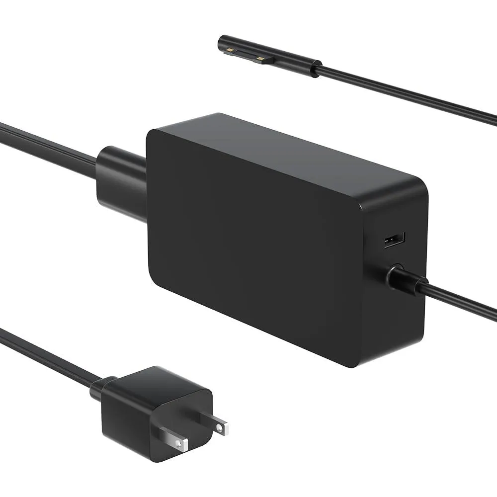 Compact black magnetic AC adapter with detachable cord