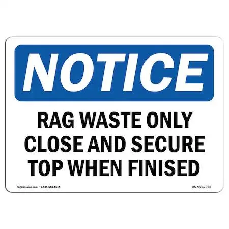 Rectangular transparent rigid plastic sign, 18 by 12 inches