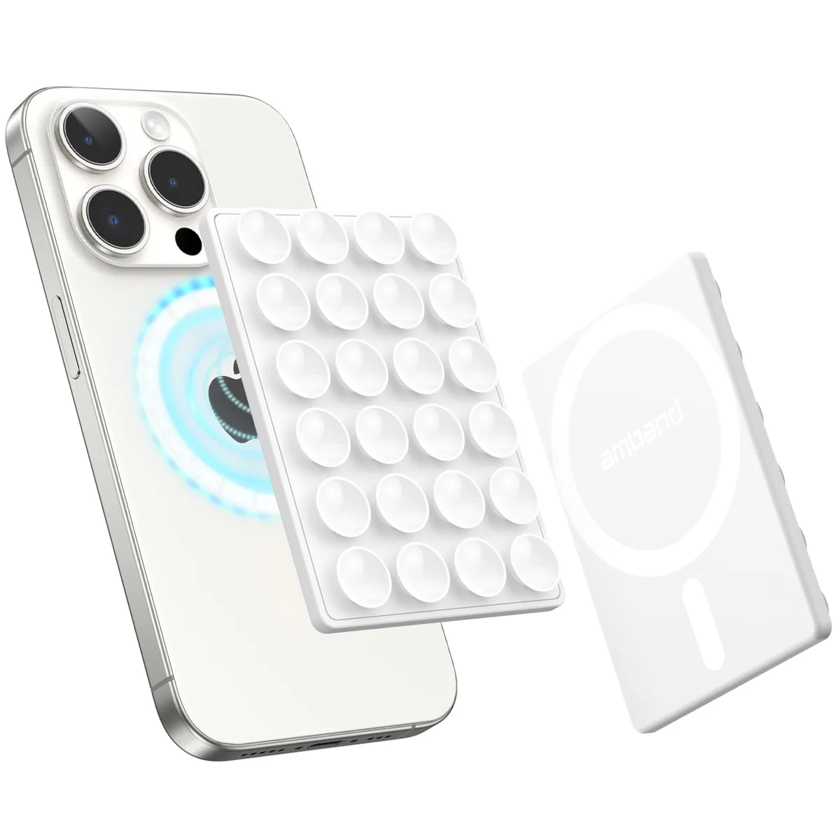  amBand Magnetic Suction Mirror Window Phone Holder Frost White — product photo