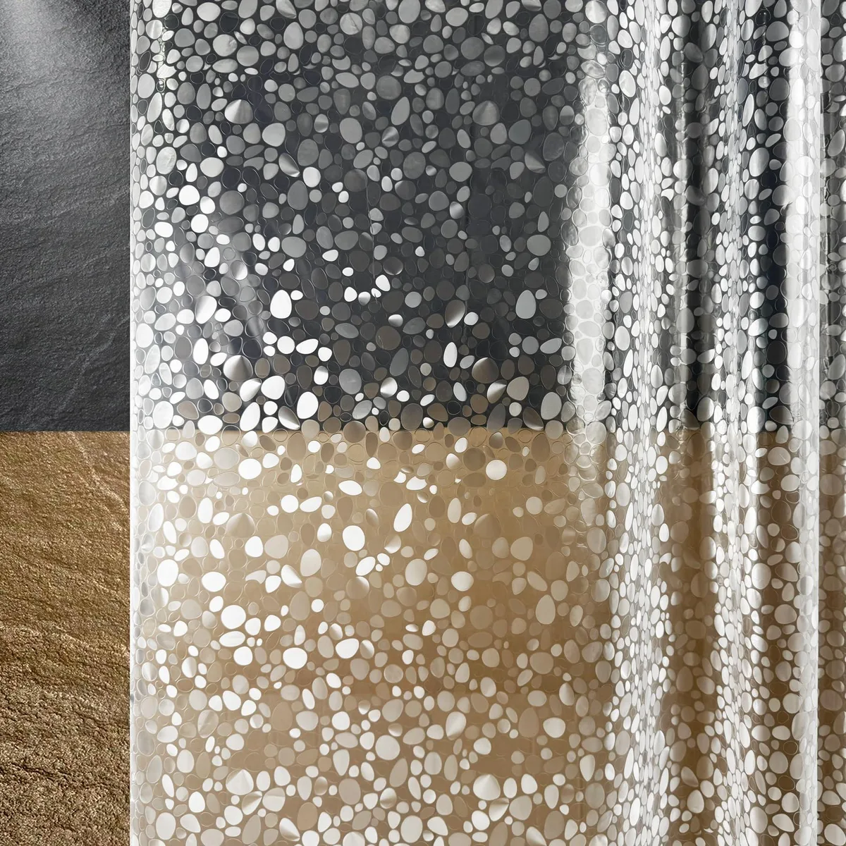 TRIMENGO Pebble 3D PEVA Shower Curtain Liner 70x72 Inches — product photo