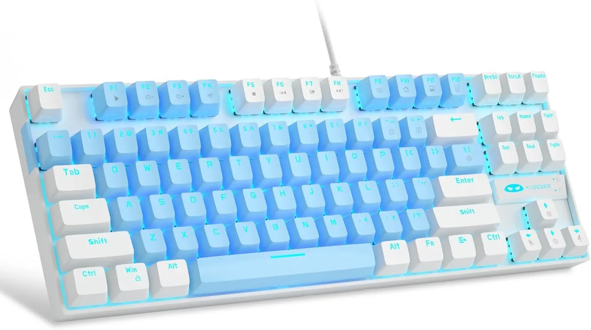 TUKO TUKO 75% Mechanical Gaming Keyboard Blue Switch Blue/White 87 Keys — product photo